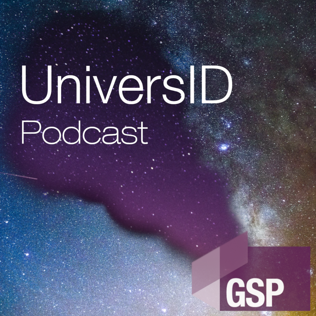 Logo des Podcast, bei dem man einen Sternenhimmel sieht auf dem UniversID steht.